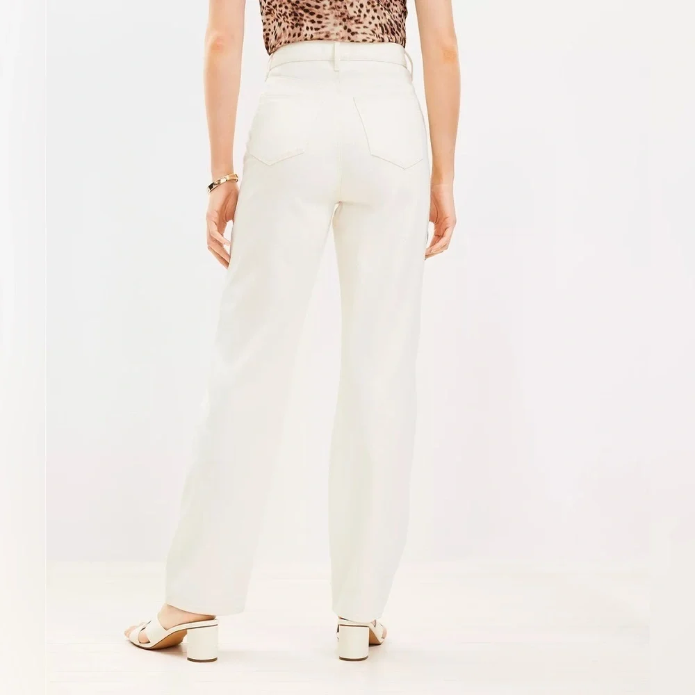 LOFT NWT High Rise Full length Straight Jeans In Popcorn Size 28 - Picture 3 of 9